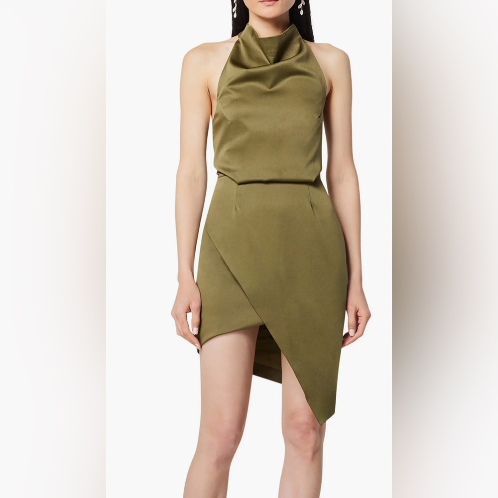 Chic Olive Green Asymmetrical Dress